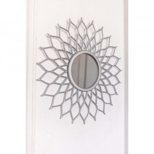 Круглое зеркало в серебряной декоративной раме Mast Silver